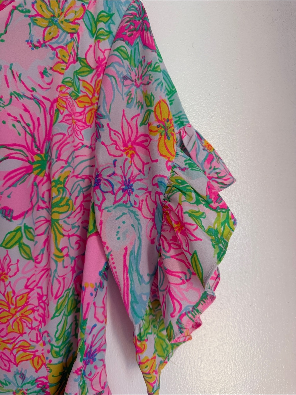 Lilly Pulitzer Pink Floral Midi Dress with Green & Blue Accents - Picture 6 of 9